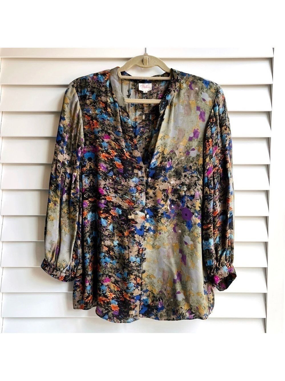 Parker Abstract Floral Print Silk Blouse - Picture 5 of 12